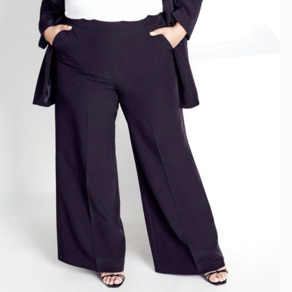 Manon Baptiste Suit Me Wide Leg Trousers Pants Plus US Size 22 Black Elastic NWT
